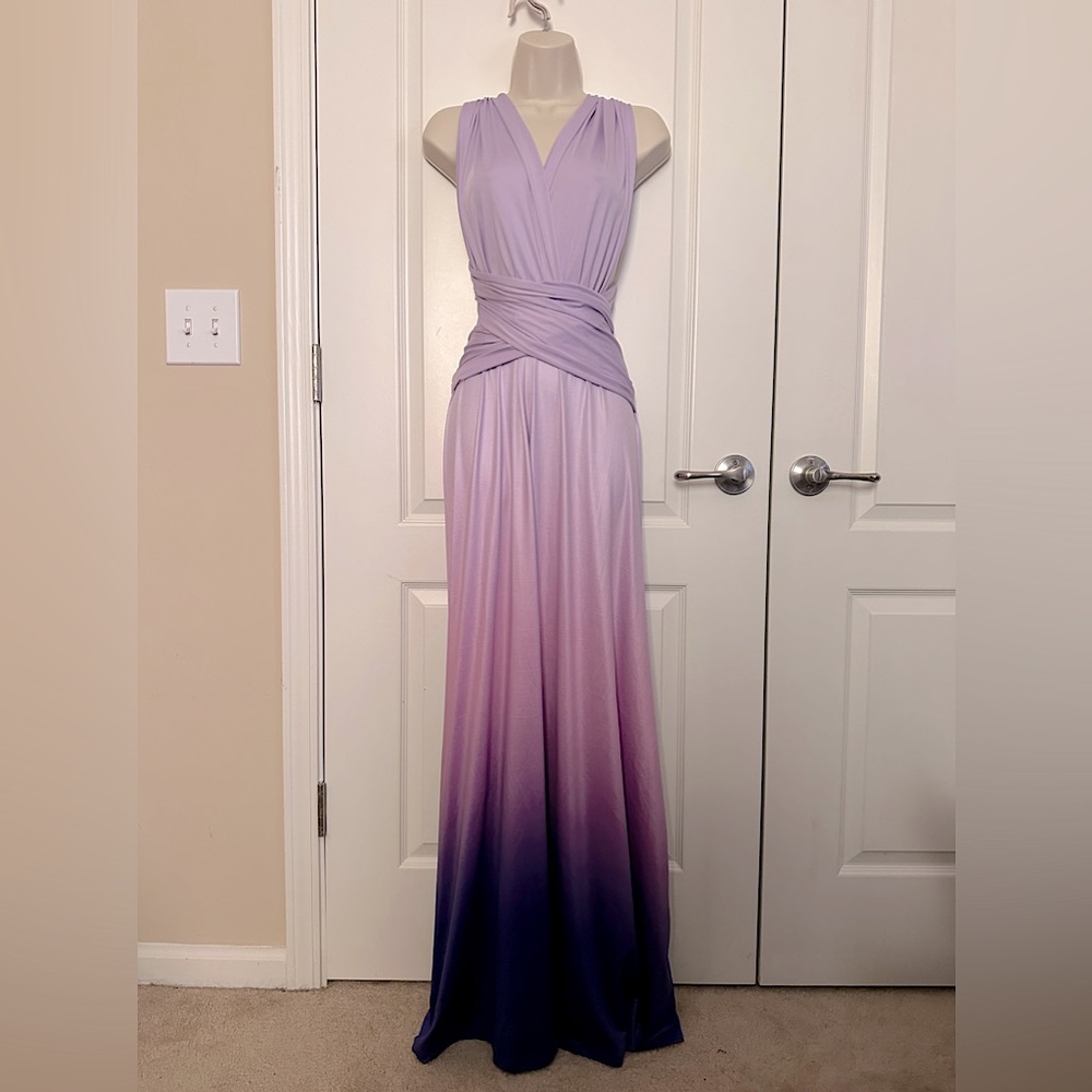 Lavender Women Transformer Convertible Multi Way Wrap Maxi Dress XL Stretchable